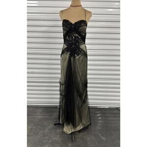 Y2K Whimsygoth Black and light green Mesh Evening Gown